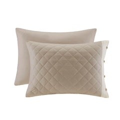 4 Piece Cotton Reversible Tailored Bedspread Set Khaki Queen