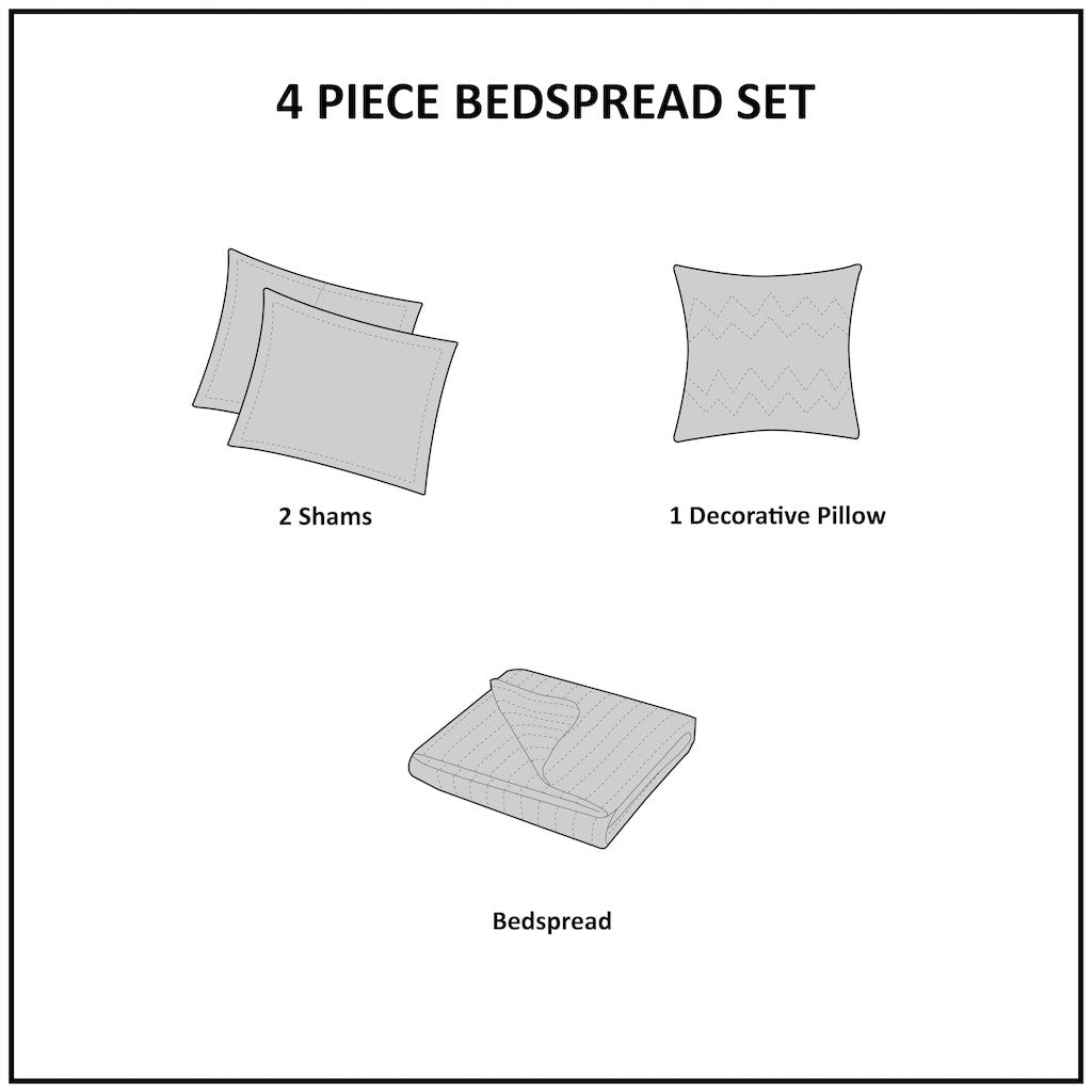 4 Piece Cotton Reversible Tailored Bedspread Set Khaki Queen