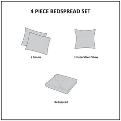 4 Piece Cotton Reversible Tailored Bedspread Set Khaki Queen