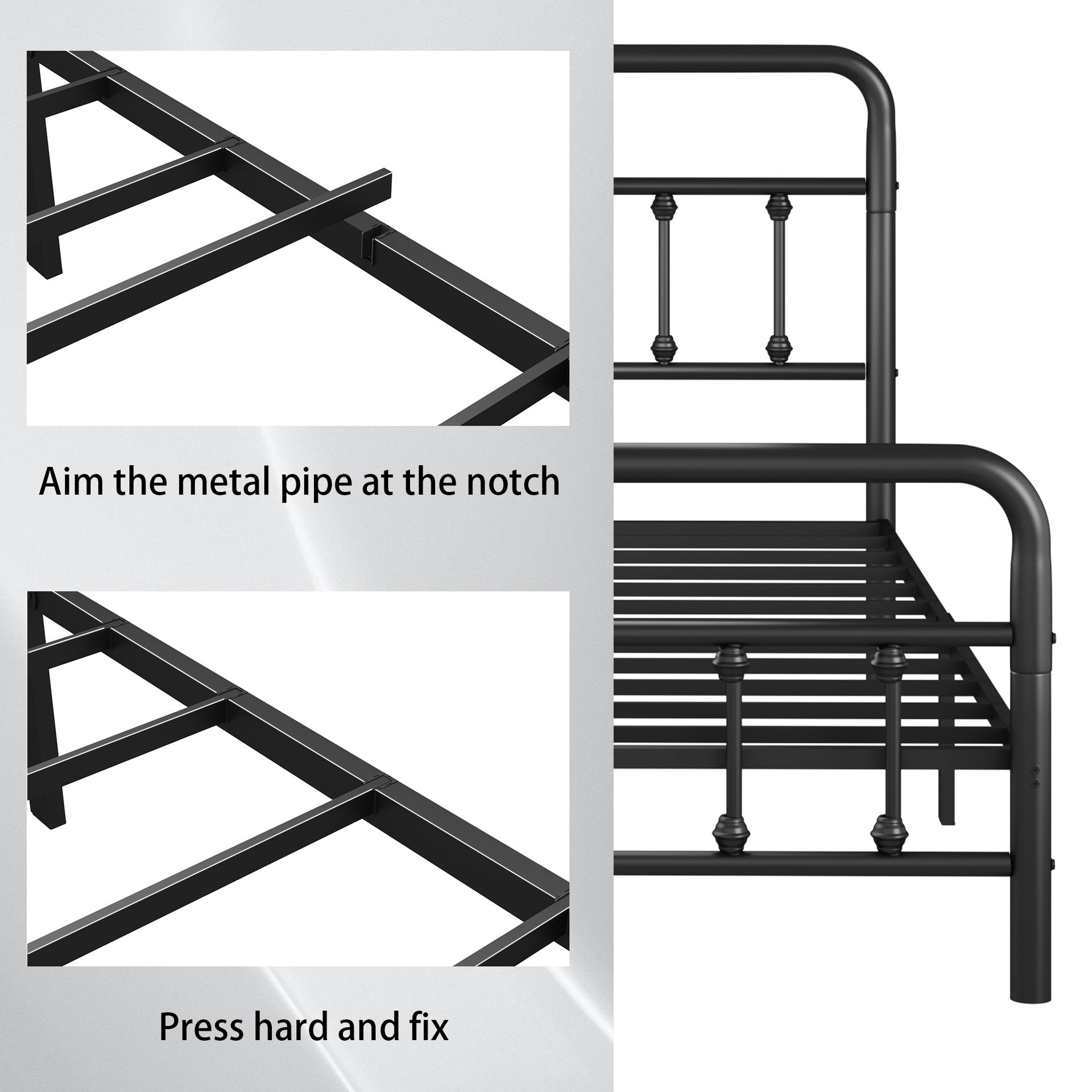 Metal Bed Frame,Twin Size Bed Frame with Headboard,Structurally Stable, Under Bed Storage,No Box Spring Needed,Black