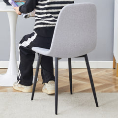 Comfortable Linen-Cotton Dining Chair Set - Four Pieces in Light Gray.Integrated Seat and Backrest,Linen-Cotton Material,Modern Home Matching.