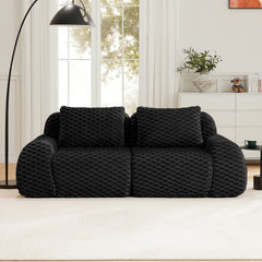 82" Modern Modular Sectional Sofa for Living Room,Flannelette Fabric,highly textured,Oversized 2-Seater Couch with Deep Seat,Buckle connection,Anti-slip Design,No Assembly,boneless sofa,Black
