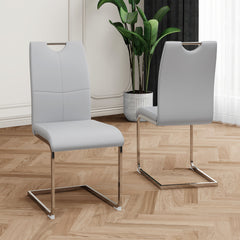 Modern Dining Chairs with Faux Leather Padded Seat Dining Living Room Chairs Upholstered Chair with Chrome Metal Legs Design for Kitchen, Living, Bedroom, Dining Room Side Chairs Set of 2