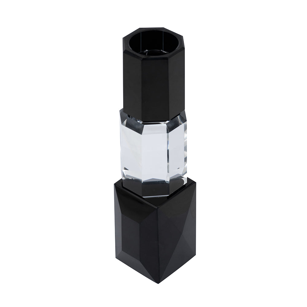 2.4x2.4x9.4" Black and Clear Tealight Candle Holder 6EA/CTN