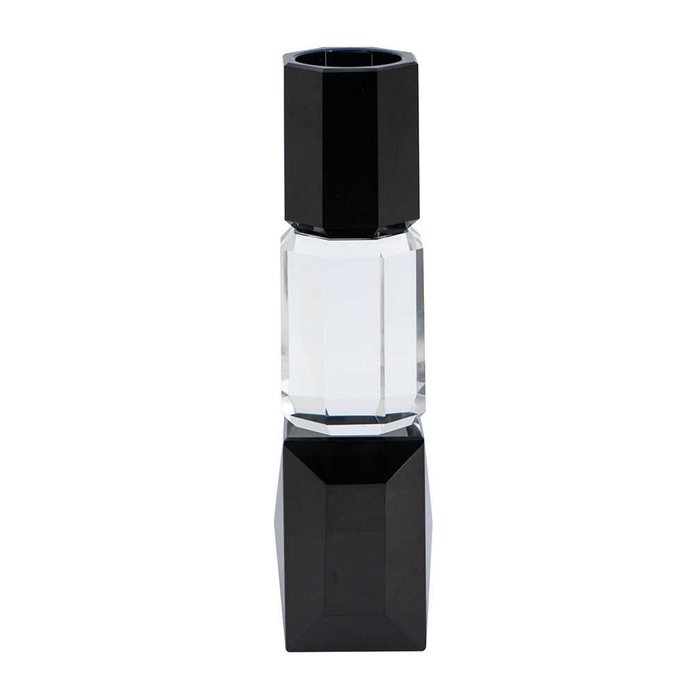 2.4x2.4x9.4" Black and Clear Tealight Candle Holder 6EA/CTN