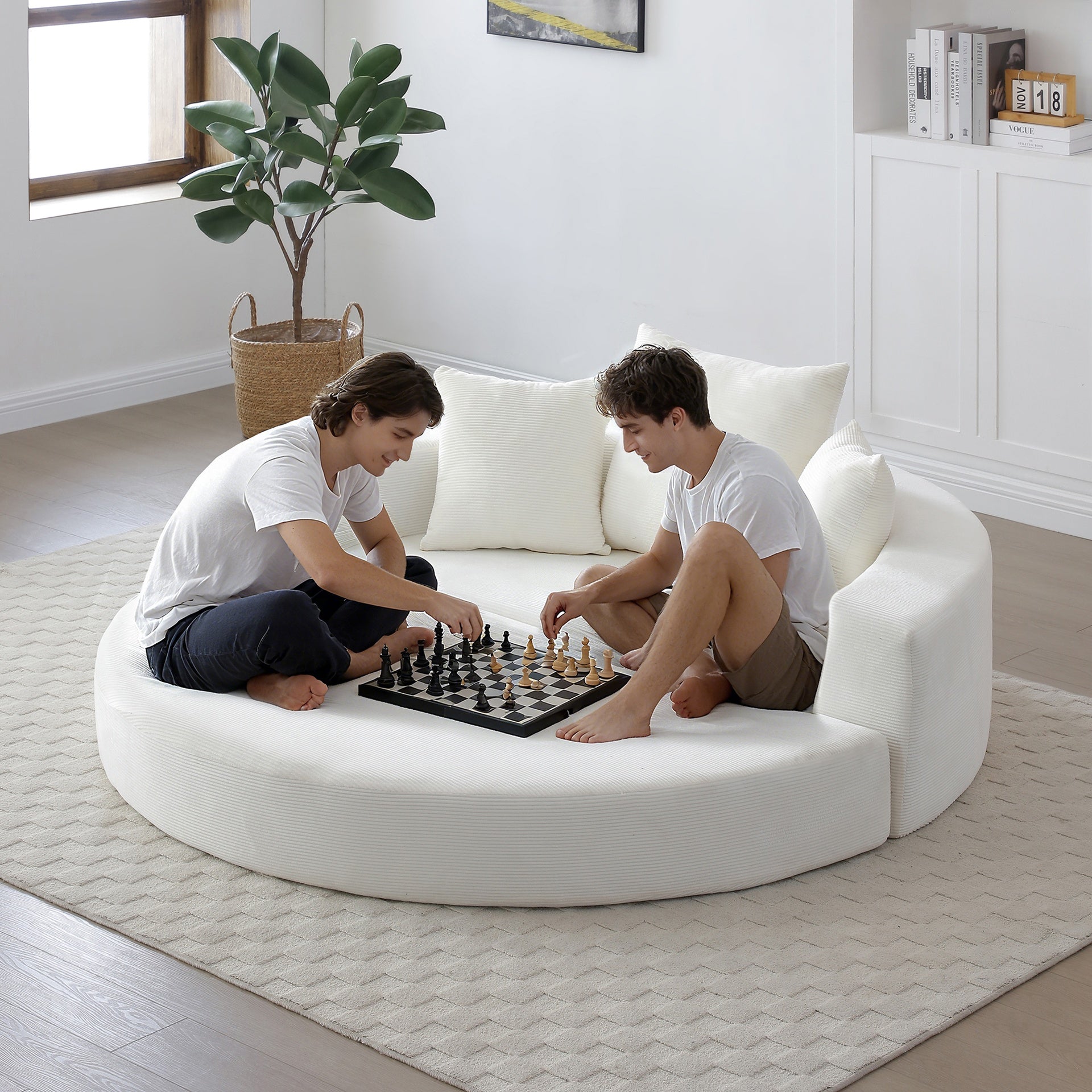 Convertible sofa couch bed,multi-functional,circular bed,adjustable Futon sofa ,No Assembly compressed corduroy floor lounge sofa for Apartment office bedroom living room