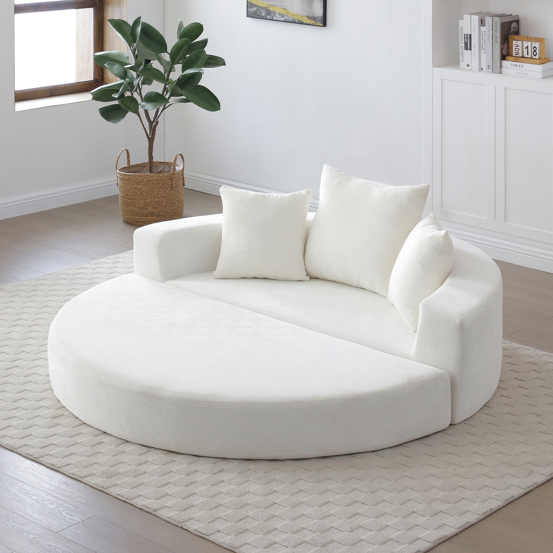 Convertible sofa couch bed,multi-functional,circular bed,adjustable Futon sofa ,No Assembly compressed corduroy floor lounge sofa for Apartment office bedroom living room