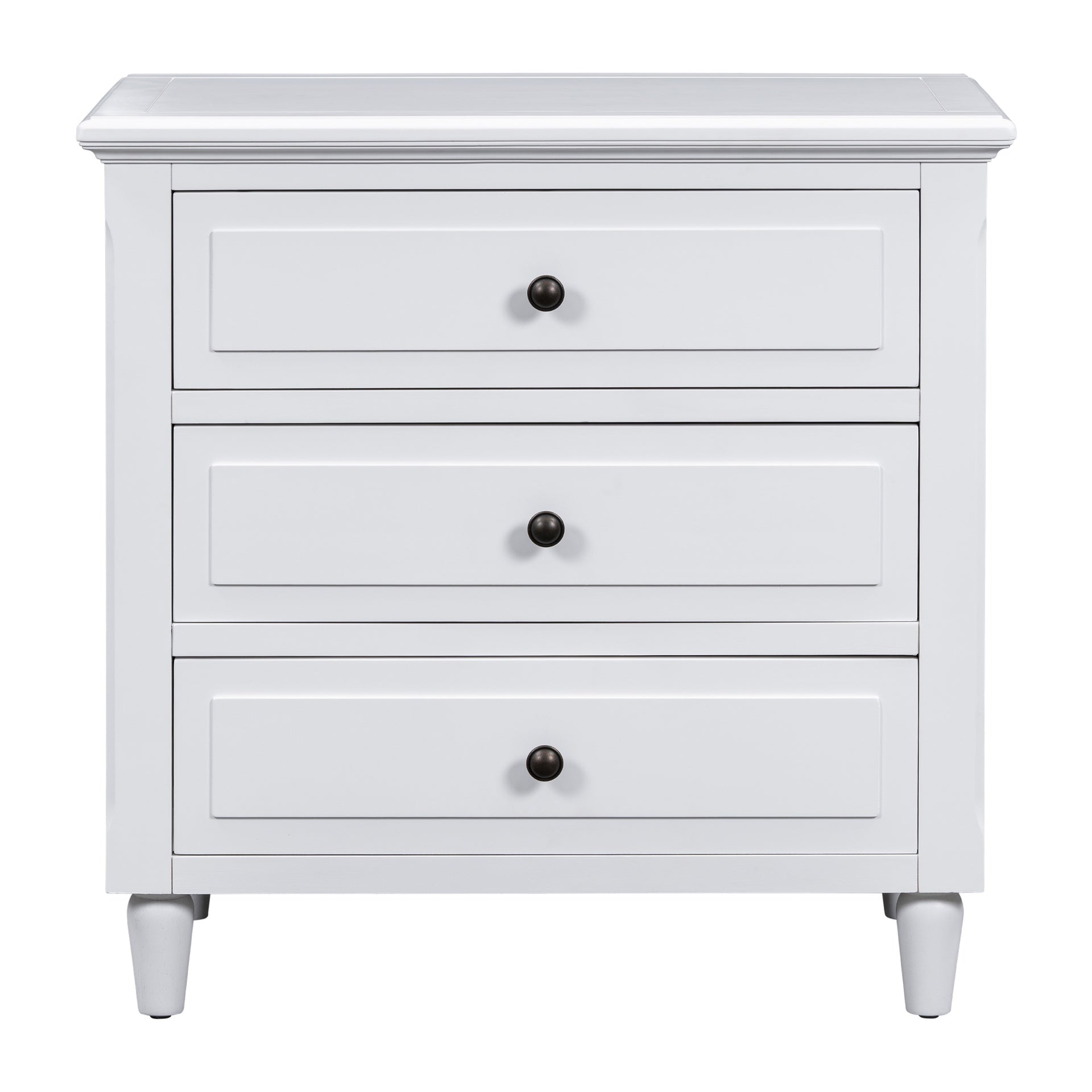 U_STYLE 28''painted Nightstand with 3 Drawers and Smooth Gliding Rails ,Simple Bedside Cabinet with Metal handle, Minimalist Sofa Side Table with rubber legs for Bedroom Sofa Couch Office
