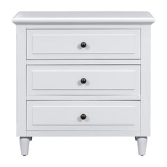 U_STYLE 28''painted Nightstand with 3 Drawers and Smooth Gliding Rails ,Simple Bedside Cabinet with Metal handle, Minimalist Sofa Side Table with rubber legs for Bedroom Sofa Couch Office