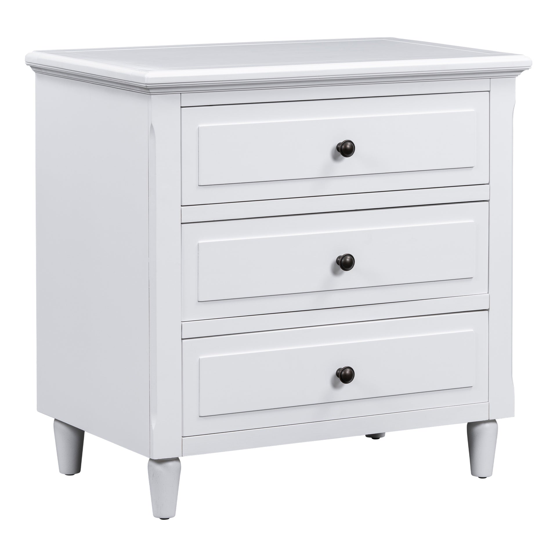 U_STYLE 28''painted Nightstand with 3 Drawers and Smooth Gliding Rails ,Simple Bedside Cabinet with Metal handle, Minimalist Sofa Side Table with rubber legs for Bedroom Sofa Couch Office