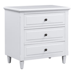 U_STYLE 28''painted Nightstand with 3 Drawers and Smooth Gliding Rails ,Simple Bedside Cabinet with Metal handle, Minimalist Sofa Side Table with rubber legs for Bedroom Sofa Couch Office