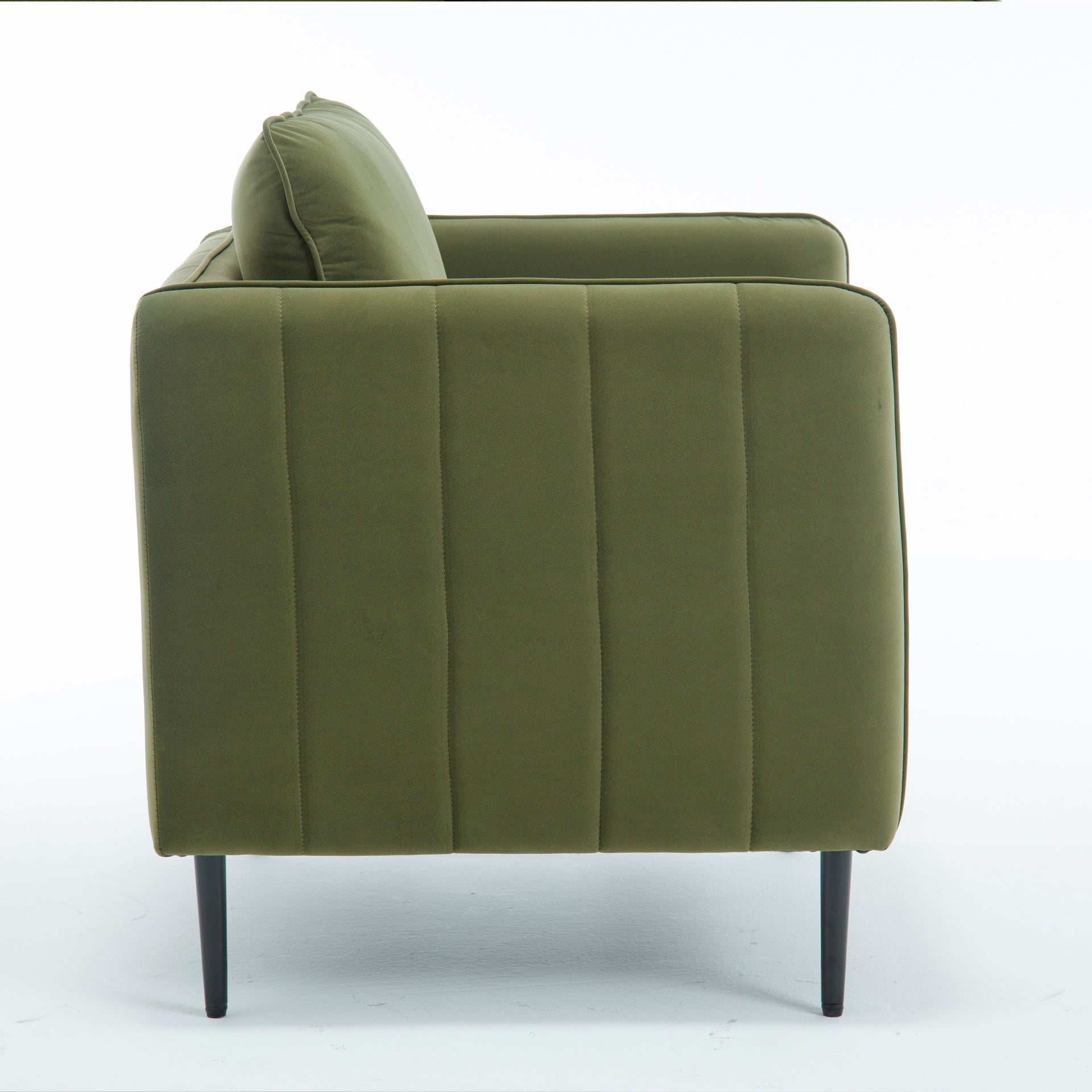 Accent Chair for Living Room, Velvet Comfy Single Sofa Chair Mid-Century Modern Armchair with 1 Pillow and Metal Legs for Bedroom Office Reading