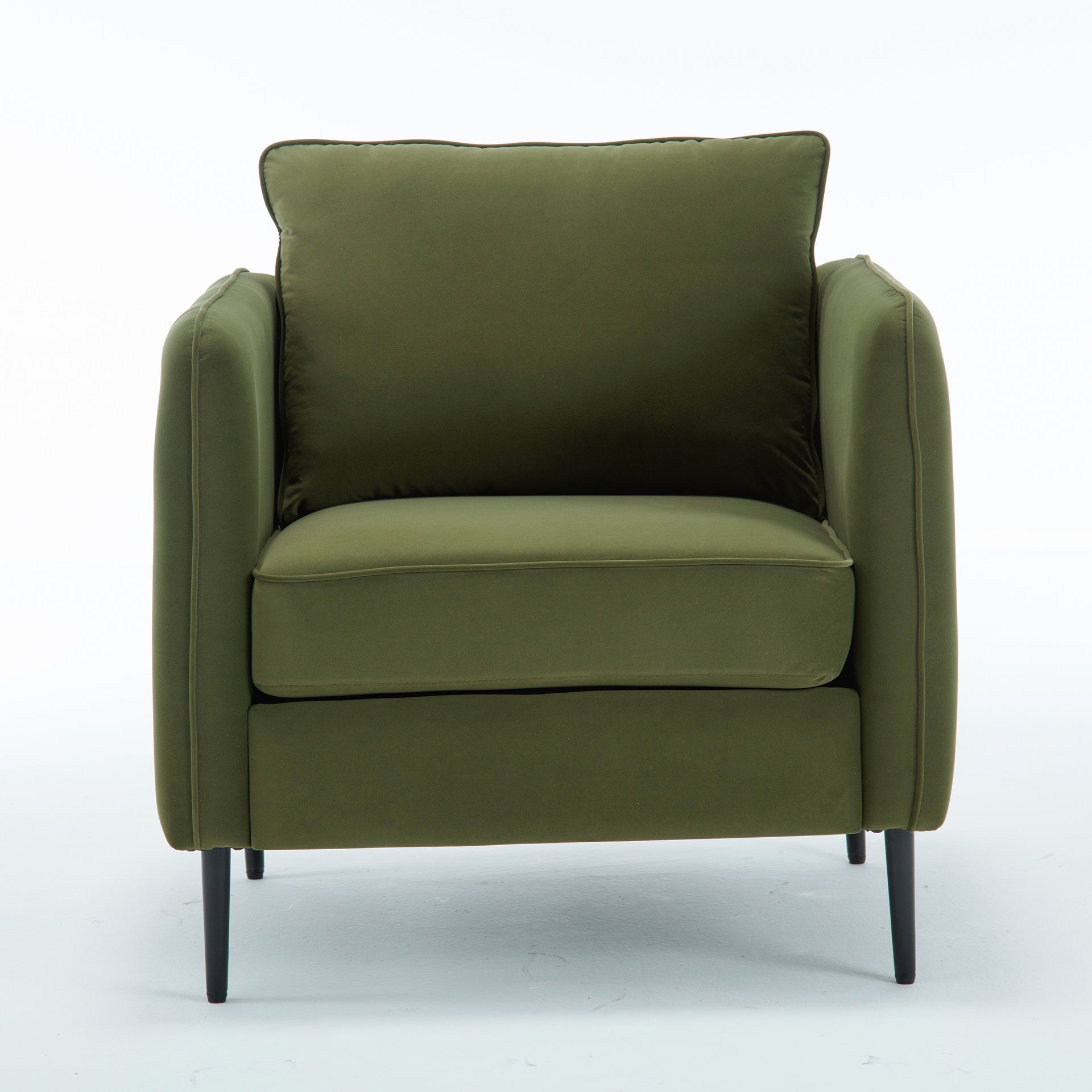 Accent Chair for Living Room, Velvet Comfy Single Sofa Chair Mid-Century Modern Armchair with 1 Pillow and Metal Legs for Bedroom Office Reading