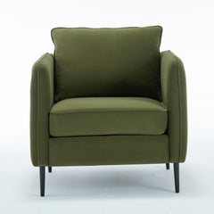Accent Chair for Living Room, Velvet Comfy Single Sofa Chair Mid-Century Modern Armchair with 1 Pillow and Metal Legs for Bedroom Office Reading