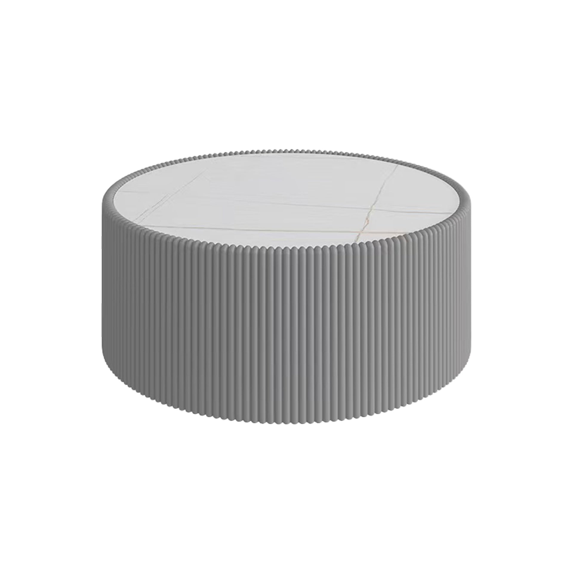 Light Sintered stone Top Cylinder Shape Leather Coffee modern Sofa Table for Living Room furniture (Each tabletop has a unique gold pattern)