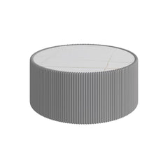 Light Sintered stone Top Cylinder Shape Leather Coffee modern Sofa Table for Living Room furniture (Each tabletop has a unique gold pattern)
