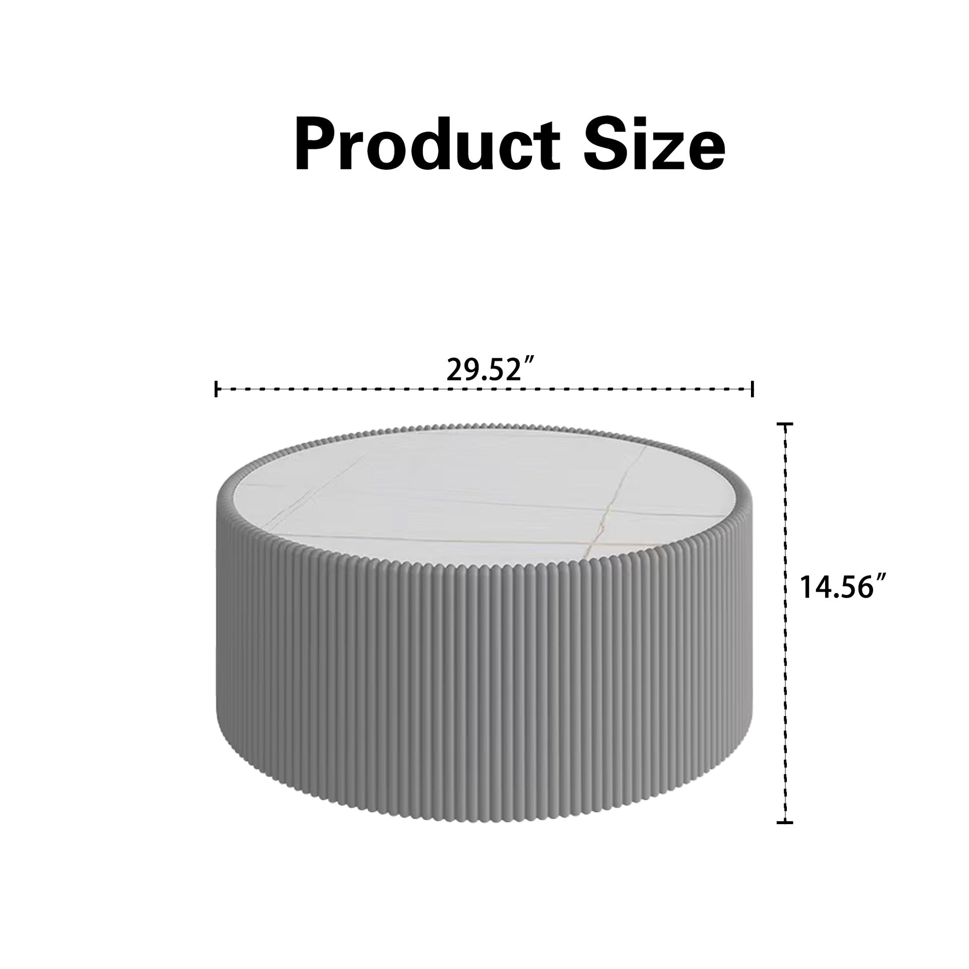 Light Sintered stone Top Cylinder Shape Leather Coffee modern Sofa Table for Living Room furniture (Each tabletop has a unique gold pattern)