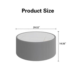 Light Sintered stone Top Cylinder Shape Leather Coffee modern Sofa Table for Living Room furniture (Each tabletop has a unique gold pattern)