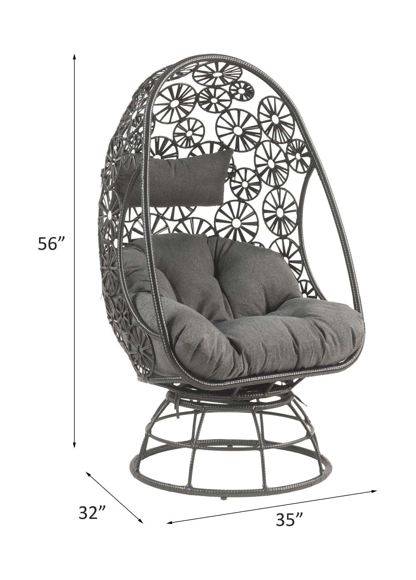 Hikre Clear Glass, Charcoal Fabric & Black Wicker Patio Lounge Chair & Side Table
