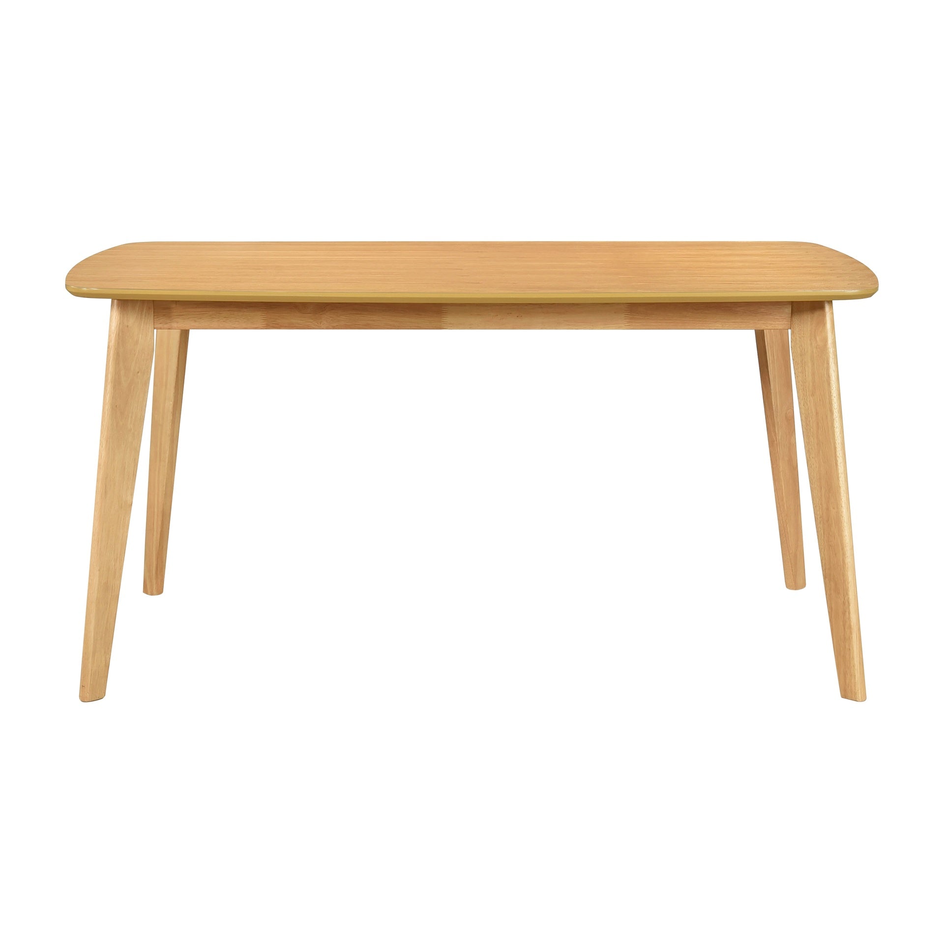 Natural Oak Finish Casual Dining 7pc Set Table and 6 Side Chairs Curved Backrest Windsor Wooden Dining Kitchen Furniture