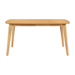 Natural Oak Finish Casual Dining 7pc Set Table and 6 Side Chairs Curved Backrest Windsor Wooden Dining Kitchen Furniture
