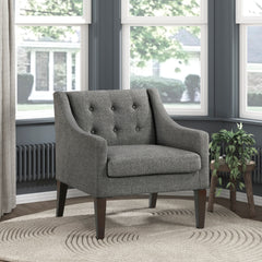 Contemporary Living Room Furniture 1pc Accent Chair Dark Gray Button-Tufted Fabric Upholstery