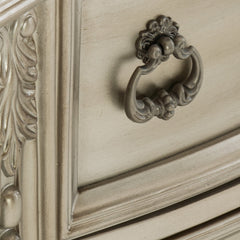 Silver Finish European Design 1pc Luxury Storage Chest with 5 Drawers Genuine Marble Insert Traditional Bedroom Furniture