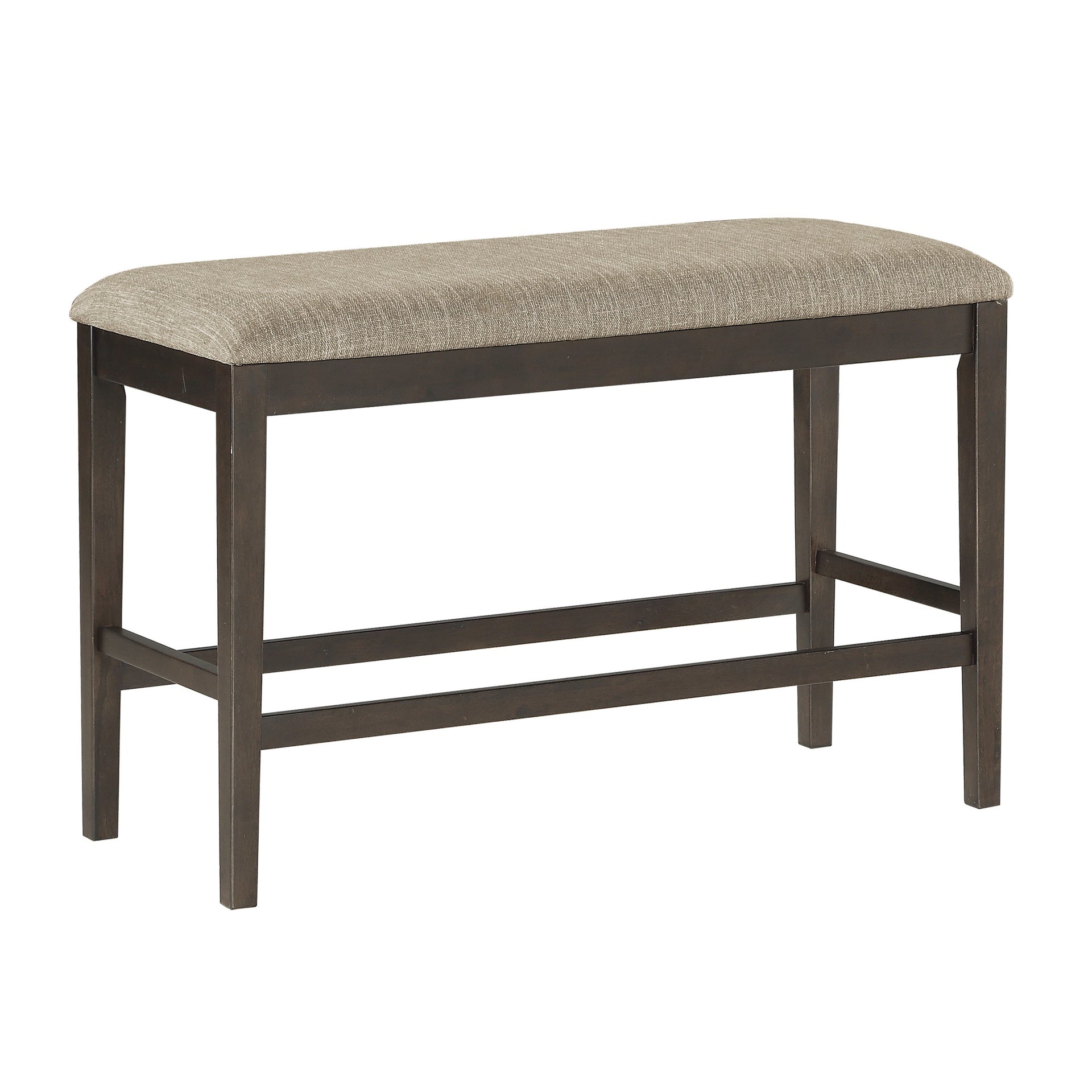 Dark Brown Finish Counter Height Bench 1pc Fabric Upholstered Casual Style Dining Room Furniture