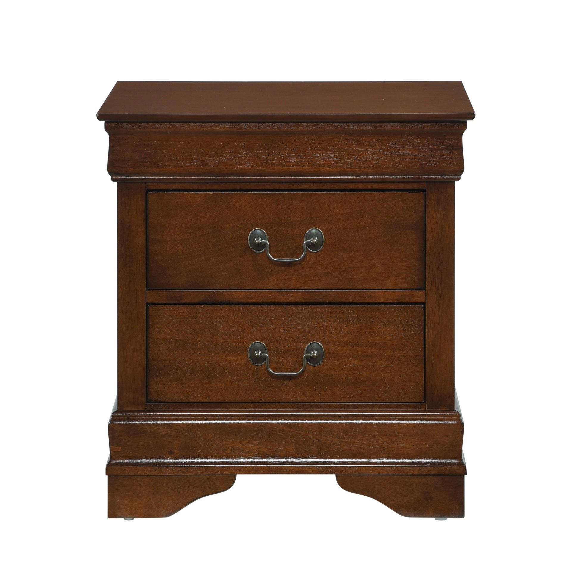 Classic Louis Philippe Style Brown Cherry Finish 1pc Nightstand of 2x Drawers Traditional Design Bedroom Furniture