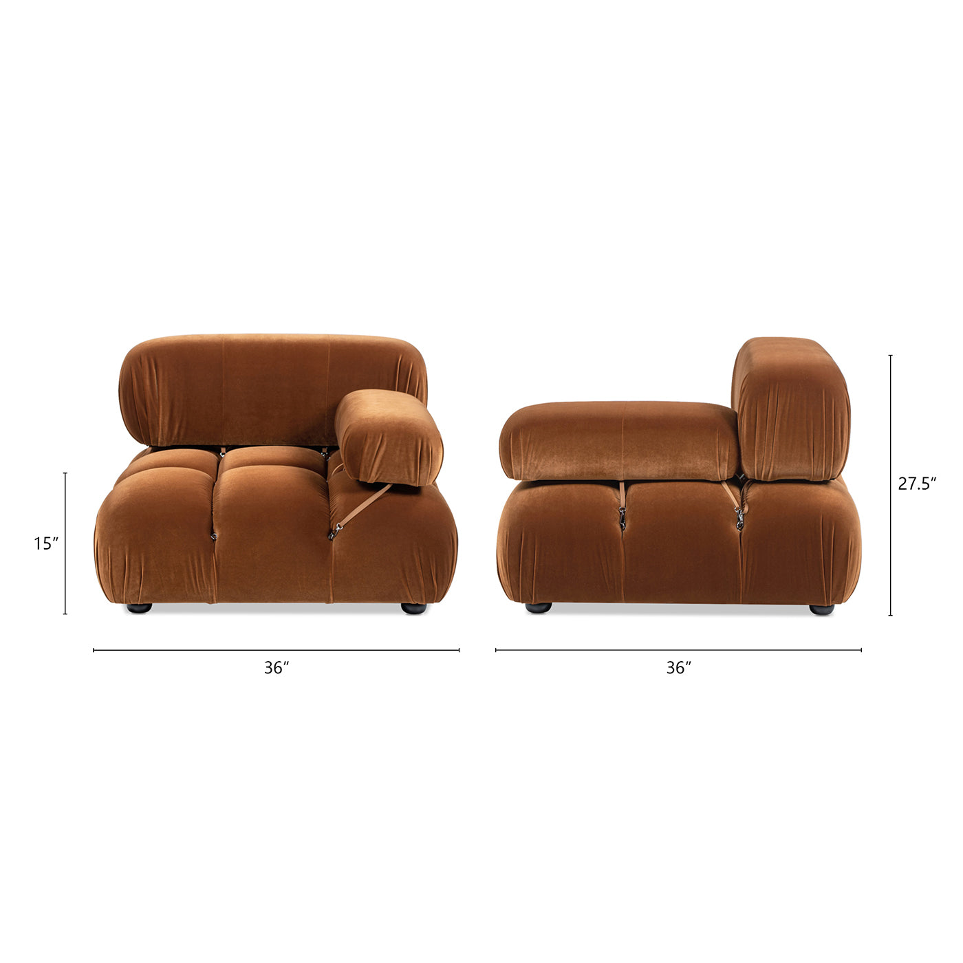 Marcel 36" Bubble Modular Modern Lounge Arm Chair, Olive Green Performance Velvet