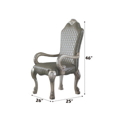 Dresden Synthetic Leather &Vintage Bone White Finish Arm Chair (Set of 2)