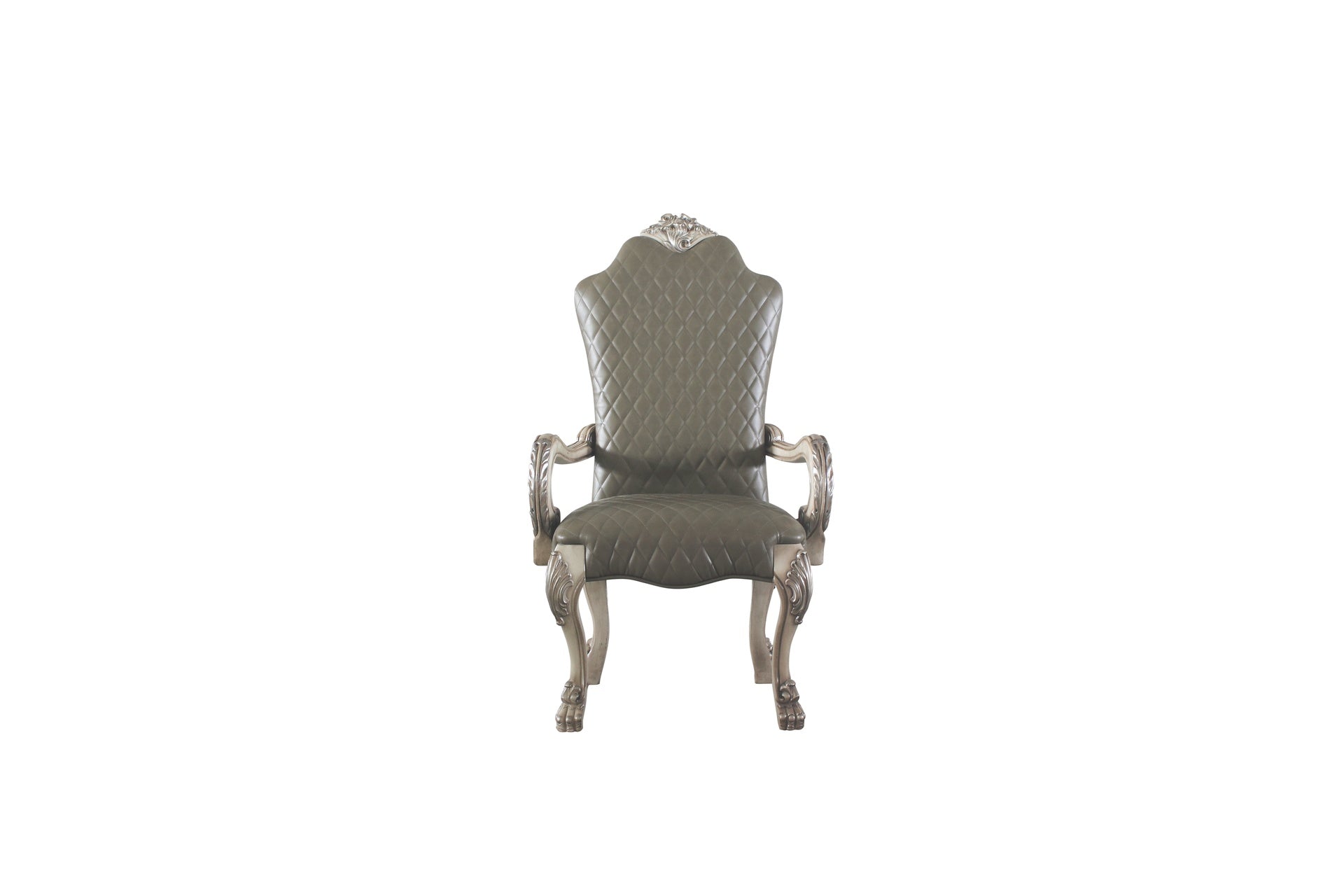 Dresden Synthetic Leather &Vintage Bone White Finish Arm Chair (Set of 2)