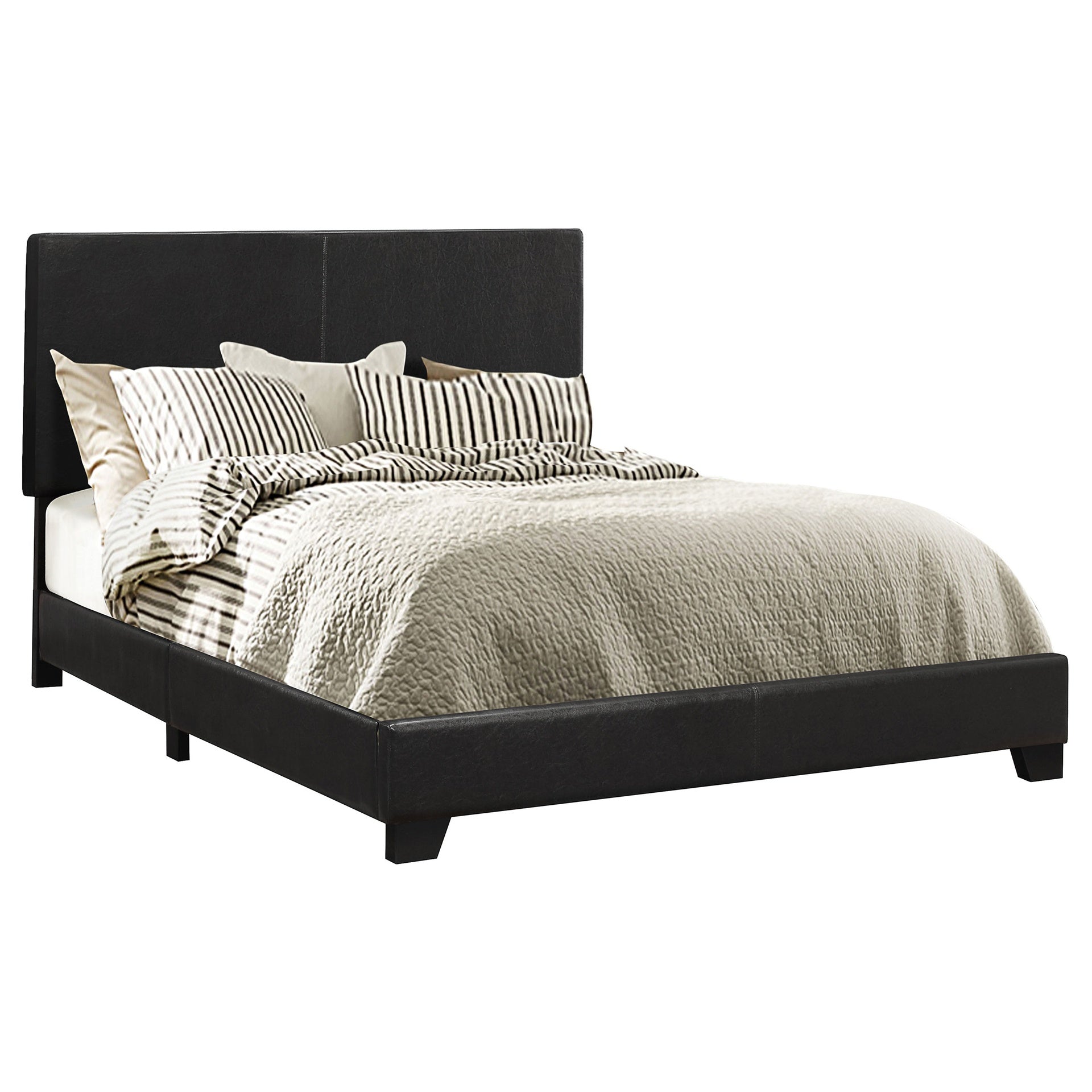 Black Upholstered Queen Panel Bed