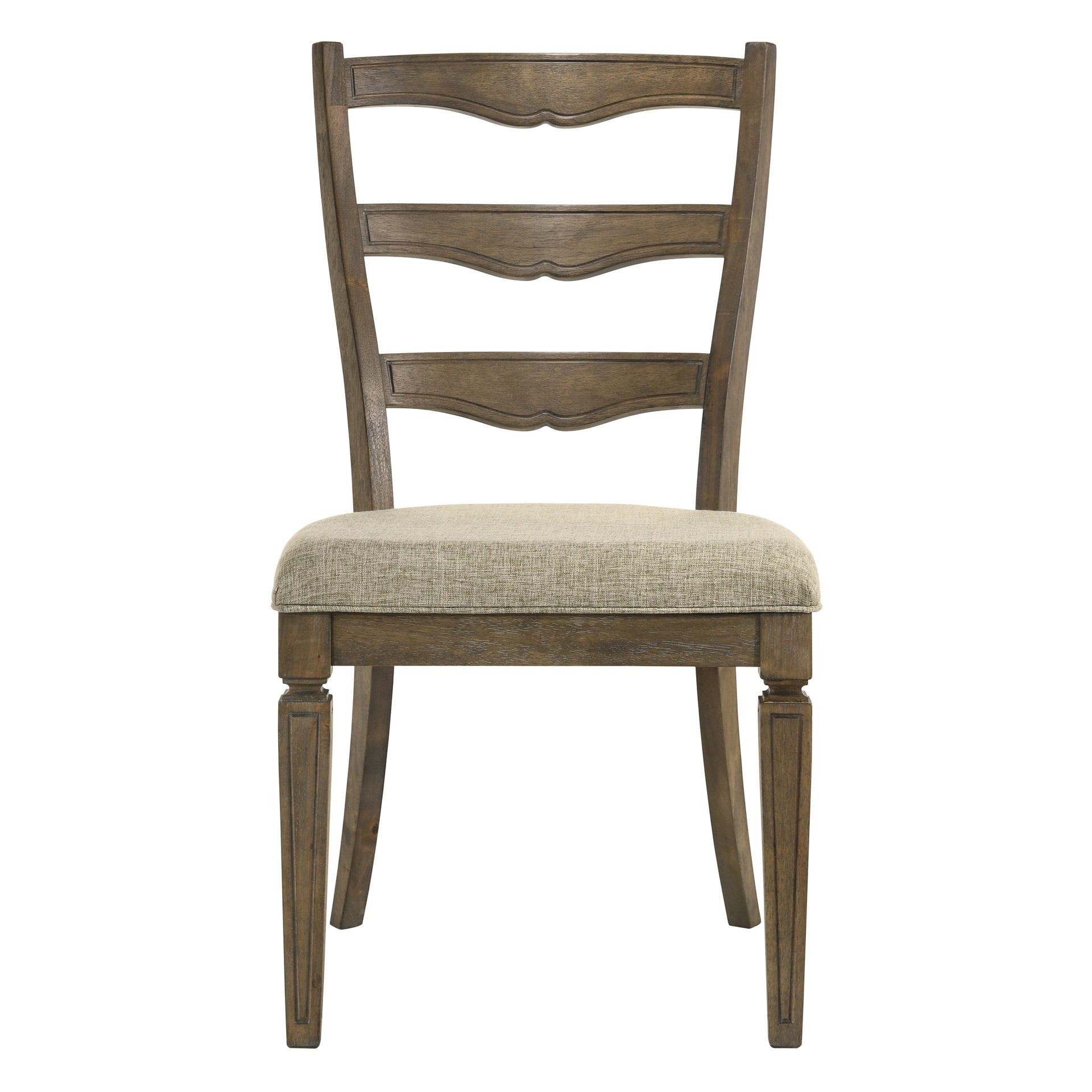 Beige and Weathered Oak Side Chair with Ladder Back (Set of 2)