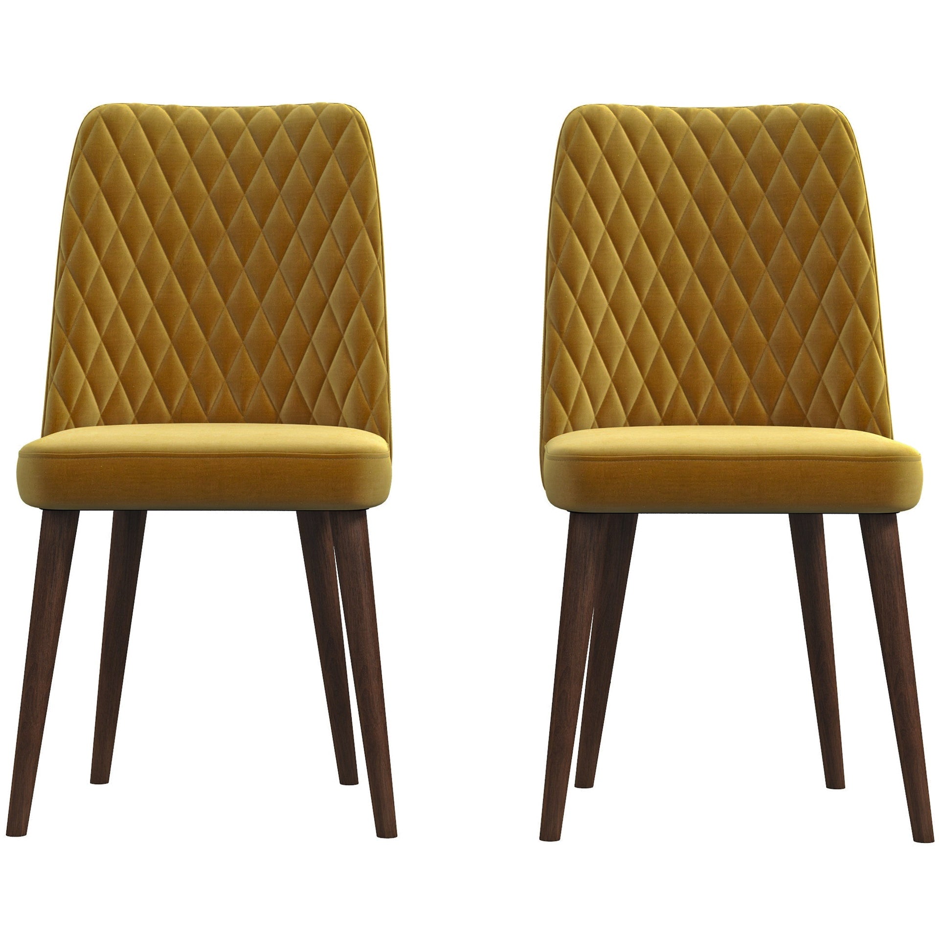 Easy to Clean with Removable Covers Katie Mid-Century Modern Velvet Dining Chair (Set of 2) in Yellow, Solid Wood Structure, 28 x 18 x 36 inches for Home Kitchen