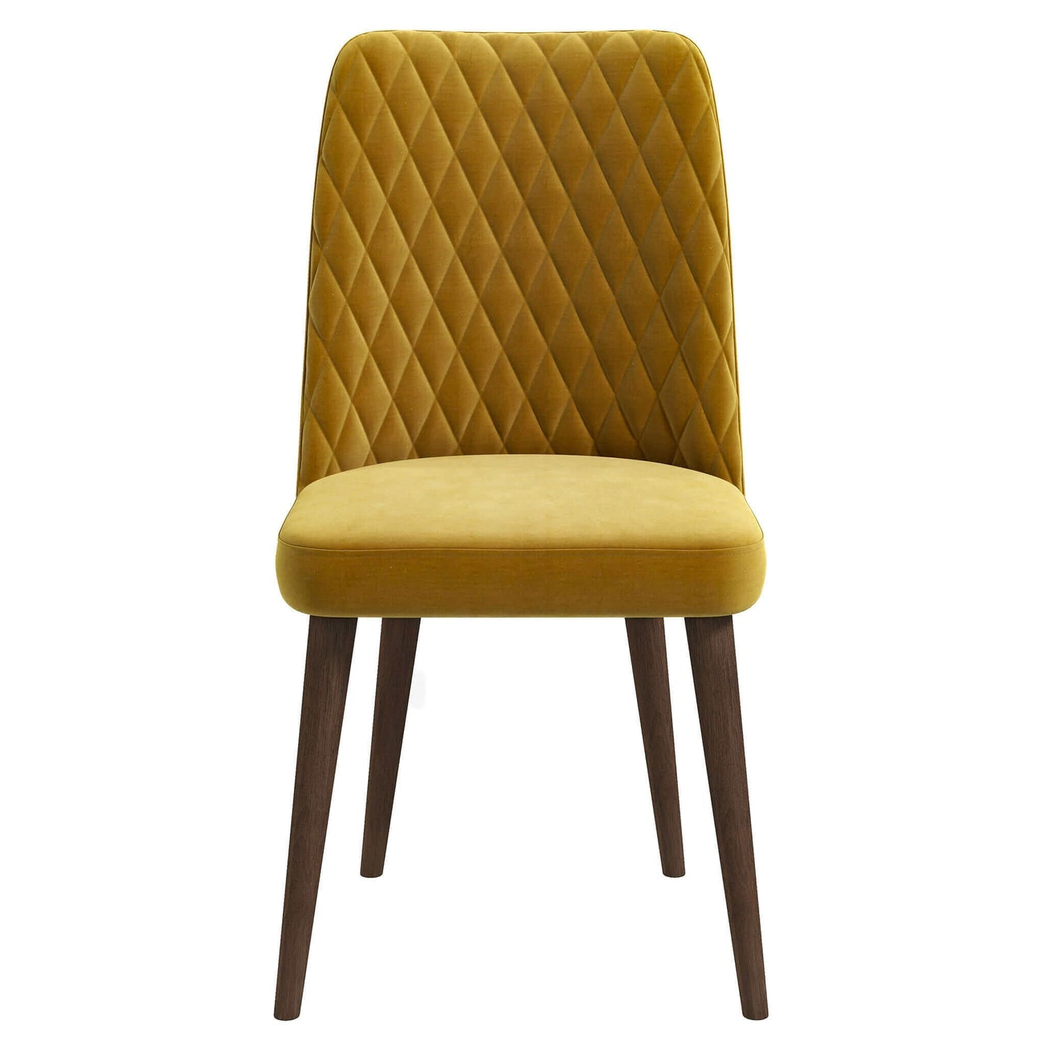 Easy to Clean with Removable Covers Katie Mid-Century Modern Velvet Dining Chair (Set of 2) in Yellow, Solid Wood Structure, 28 x 18 x 36 inches for Home Kitchen