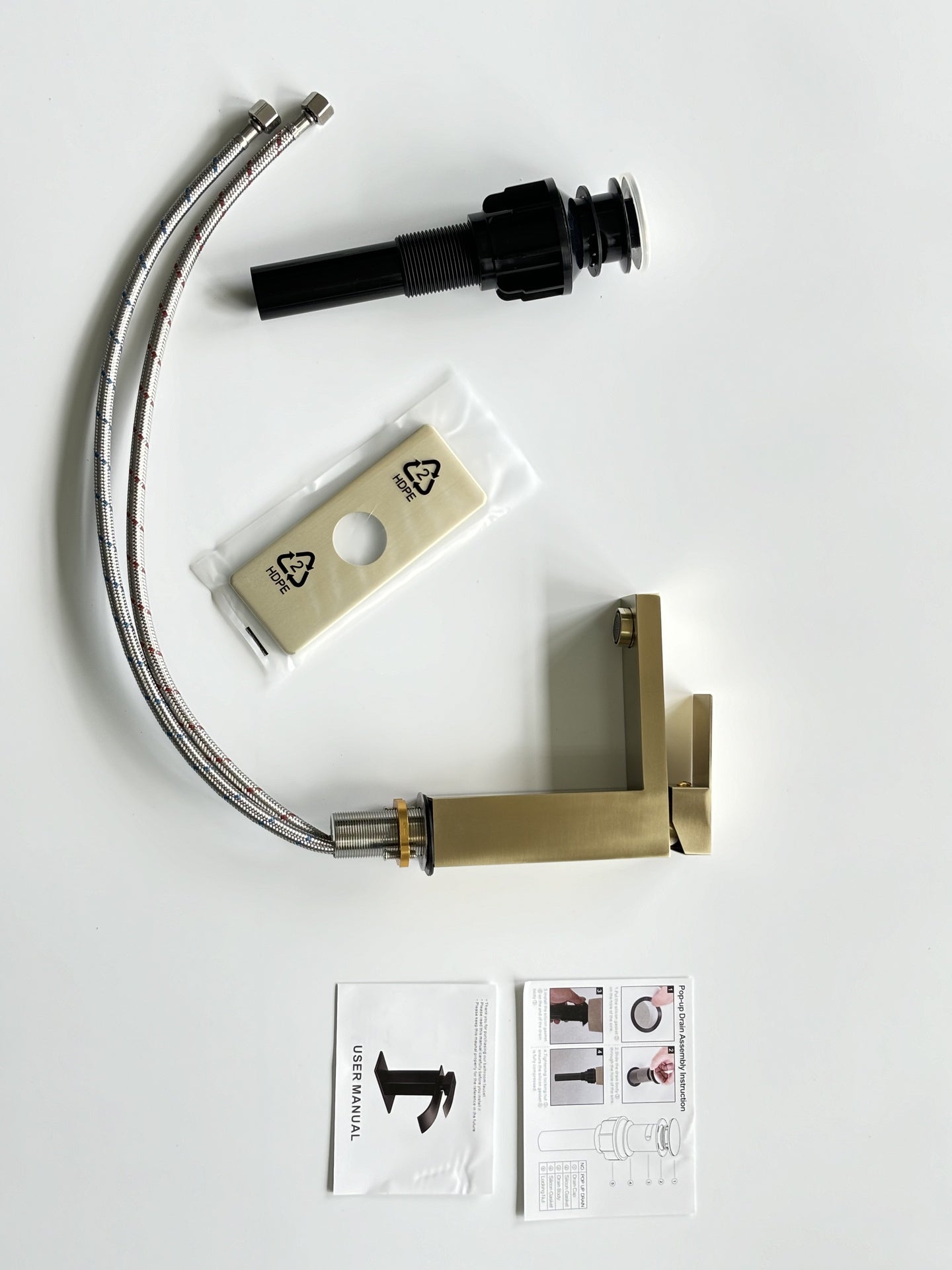 Single Handle Bathroom Faucet Lavatory Faucet Stainless Steel Single Hole-T20, Brushed Gold