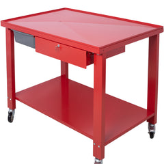 Transmission Teardown Work Station  1/2 Ton Capacity  Sloping Drain Table  Locking Drawer  Removable  Drain Basin Full-Width Lower Shelf  Four 4-Inch Caster Wheels