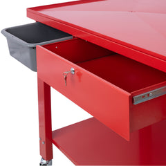 Transmission Teardown Work Station  1/2 Ton Capacity  Sloping Drain Table  Locking Drawer  Removable  Drain Basin Full-Width Lower Shelf  Four 4-Inch Caster Wheels