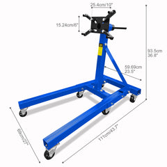 Engine Stand 2000LBS Capacity, 360 Degree Rotating Engine Run Stand with 6-Casters, Heavy Duty Motorcycle Engine Stand with Foldable Frame for Auto Repair, Vehicle Maintenance, Blue