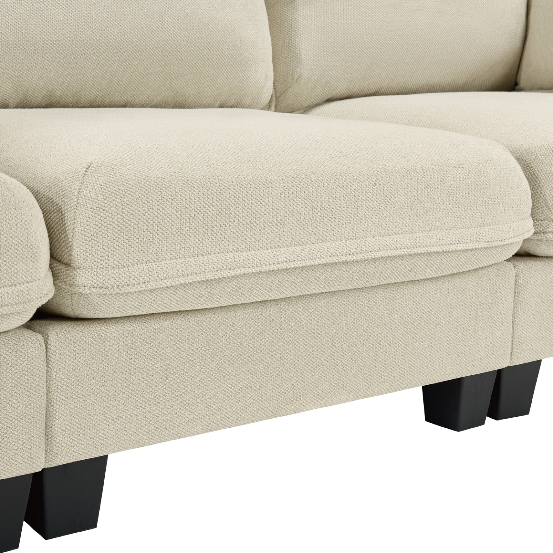 93-inch L-shaped sofa with cotton-linen brushed fabric, detachable storage armrest cushion, 3-seater suitable for living room office and spacious