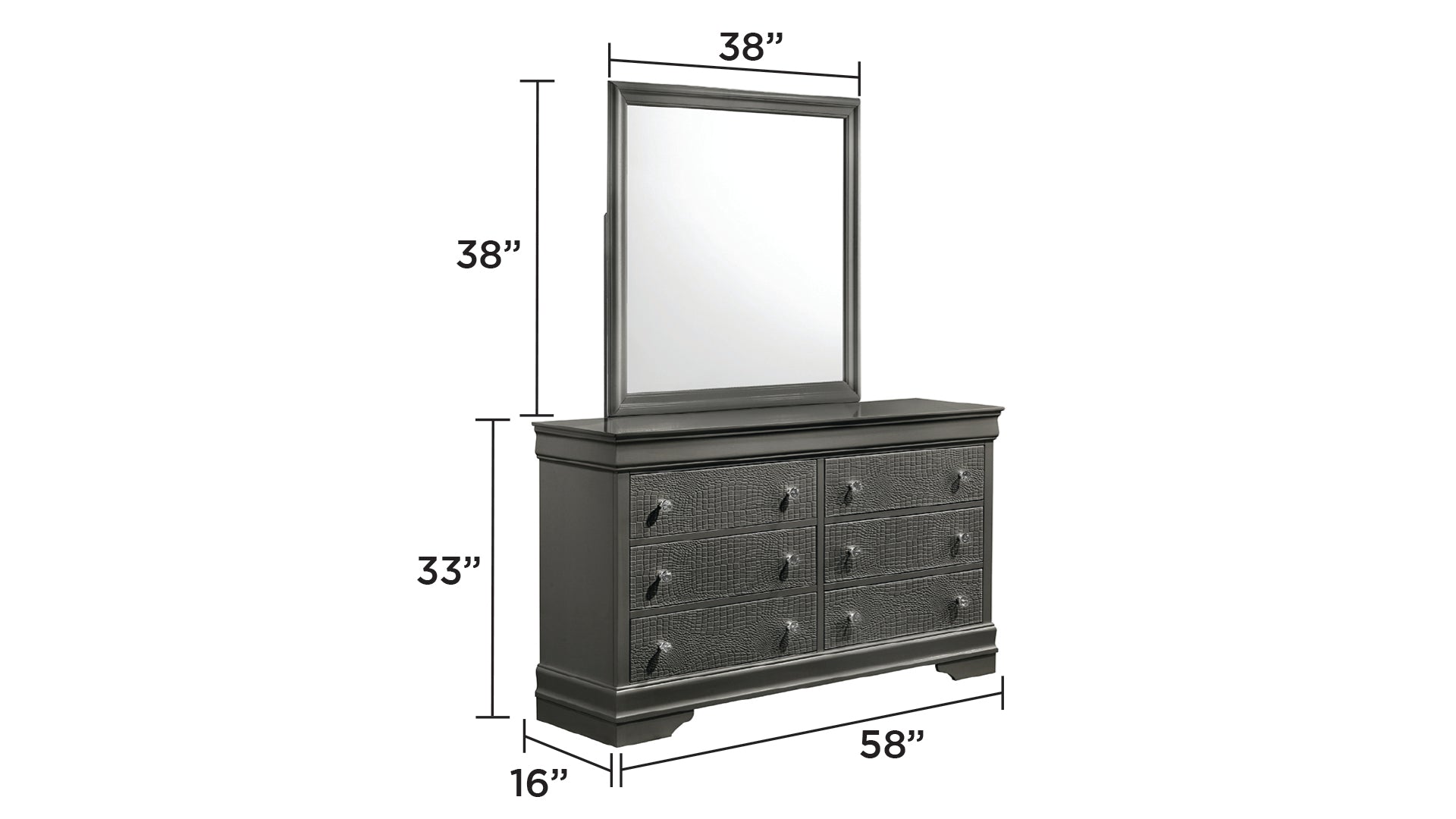 Blaze Modern Style Mirror Made with Wood in Metallic Gray(Only Mirror) same as G150108707 (NJ inventory)