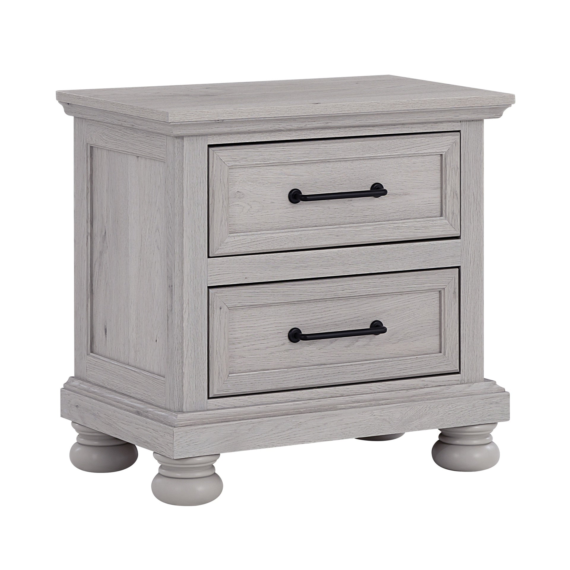 2-Frawer Gray Nightstand with USB