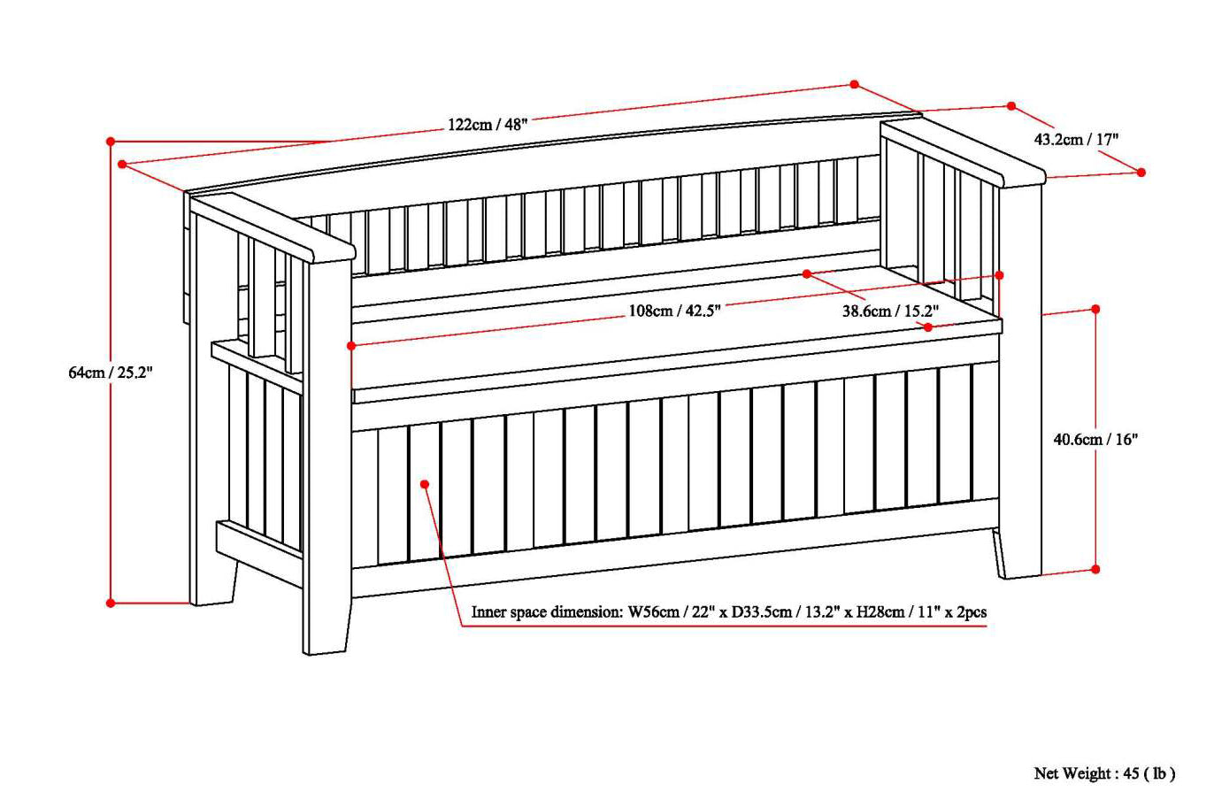 Acadian - Entryway Storage Bench - White