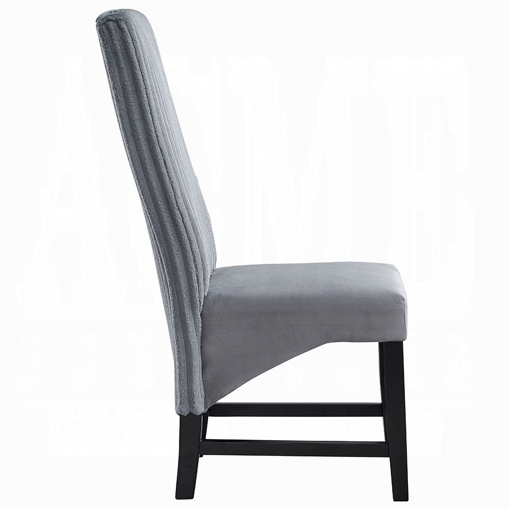 Contemporary Upholstered Dining Chairs Set of 2, Gray Corduroy Comfort Wooden Dining Furniture Modern Elegance