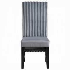Contemporary Upholstered Dining Chairs Set of 2, Gray Corduroy Comfort Wooden Dining Furniture Modern Elegance