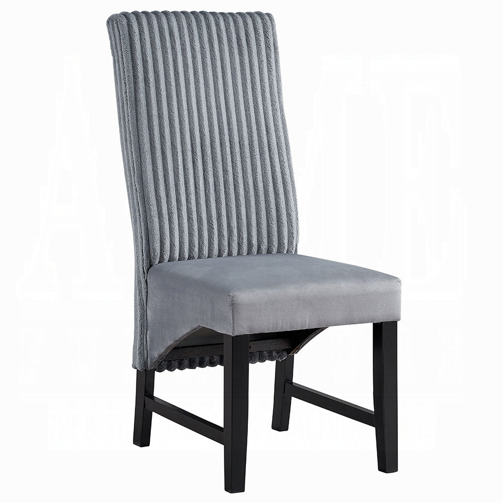 Contemporary Upholstered Dining Chairs Set of 2, Gray Corduroy Comfort Wooden Dining Furniture Modern Elegance