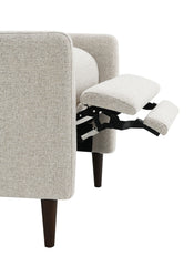 Mid-Century Modern Pushback Manual Recliner Tapered Legs Linen Textured Fabric High Back Subtle Channel Detail Beige Finish Primary Living Room