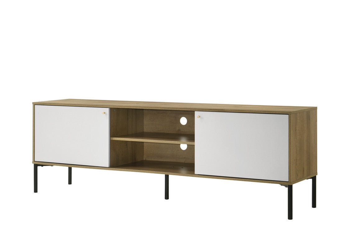 Bacco 70"W White and Oak 2-Door TV Stand