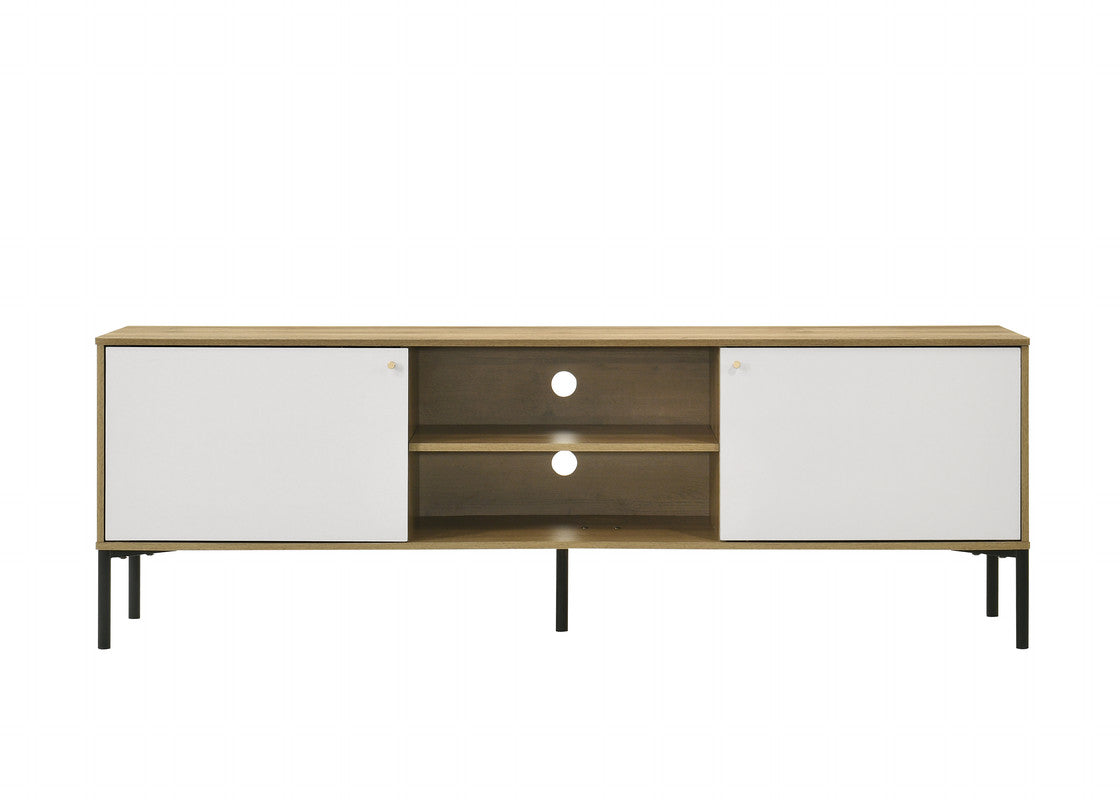 Bacco 70"W White and Oak 2-Door TV Stand